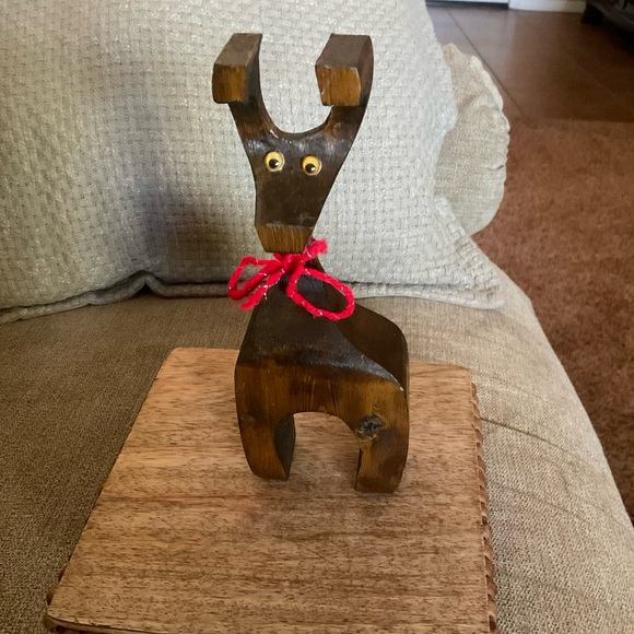 Wooden Reindeer Adorable Vintage - 8.5” Rustic Handcrafted Handmade - Picture 1 of 8